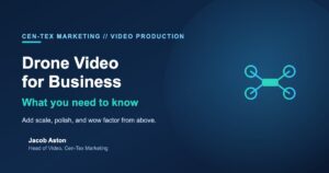 Drone video for business graphic with a quadcopter drone