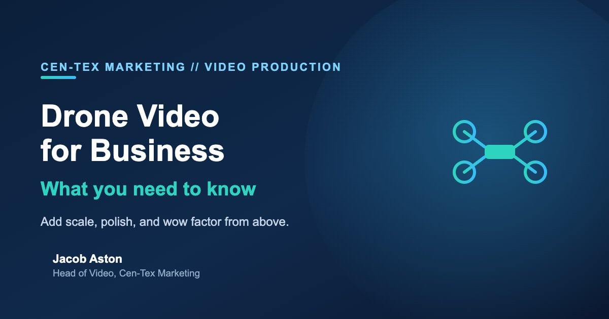 Drone video for business graphic with a quadcopter drone